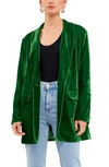 Endless Rose Velvet Blazer In Light Green