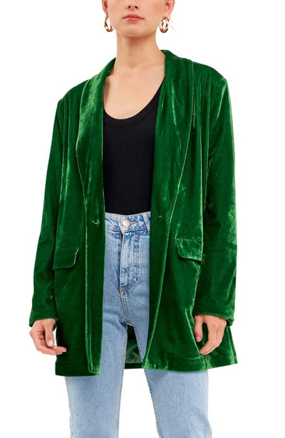 Endless Rose Velvet Blazer In Light Green