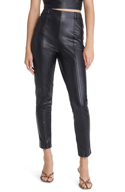 Lulus Way Too Cool High Waist Zip Hem Faux Leather Trousers In Black
