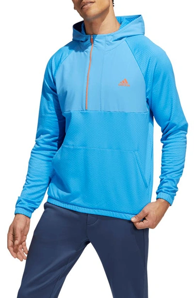 Adidas Golf Stretch Fleece Anorak In Pulse Blue