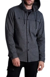 Karl Lagerfeld Hooded Button-up Shirt In Grey