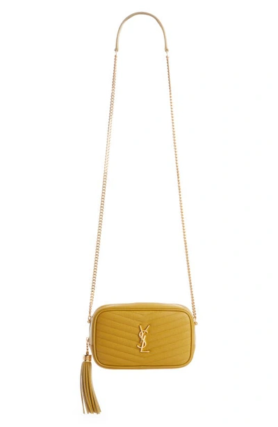 Saint Laurent Mini Lou Quilted Leather Camera Bag In Yellow