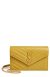 Saint Laurent Monogramme Logo Leather Crossbody Bag In Chartreuse