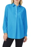 Foxcroft Lacey Non-iron Popover Tunic Top In Blue Breeze