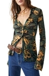 Free People Lucky Shirtee Floral Button-up Shirt In Black Bloom
