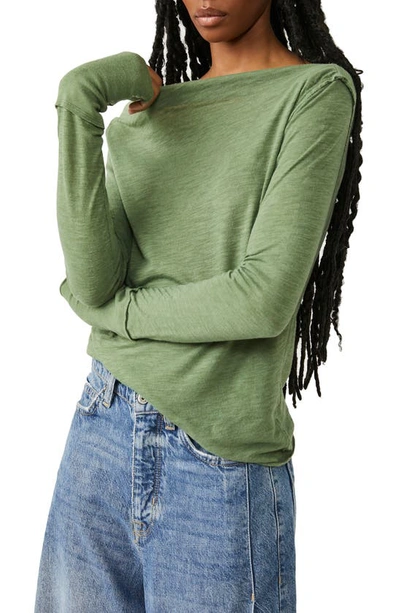 Free People Kimmi Cotton Blend Top In Green Bee