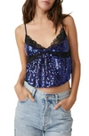 Free People Right Rhythm Sequin Crop Camisole In Midnight Combo