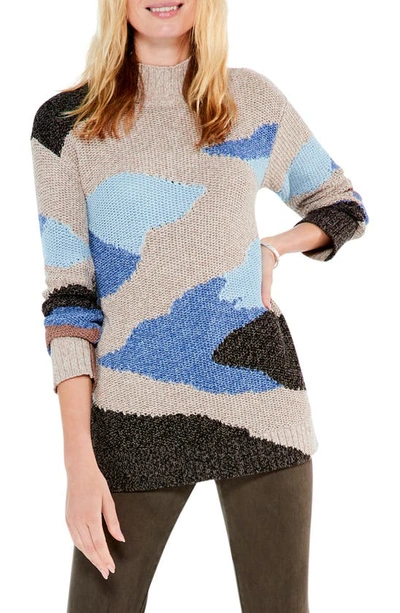 Nic + Zoe Petite Winter Waves Patterned Sweater In Blue