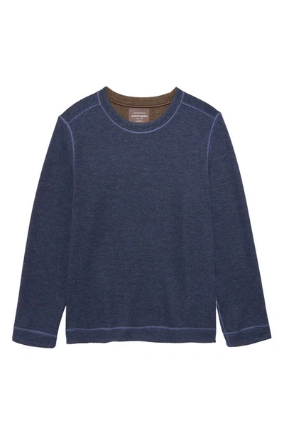 Johnston & Murphy Kids' Reversible Cotton Blend Sweatshirt In Navy/ Brown