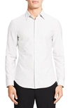 Theory Sylvain Stripe Knit Button-up Shirt In White/ Pestle