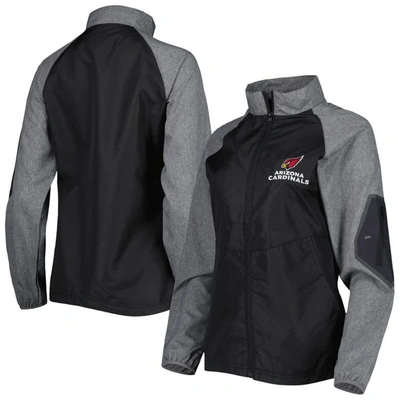 Dunbrooke Women's  Black, Gray Arizona Cardinals Hurricane Raglan Full-zip Windbreaker