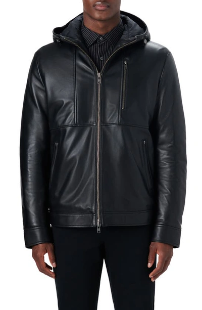 Bugatchi Hooded Bomber Jacket In Black