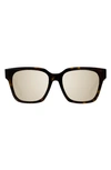 Givenchy 56mm Day Square Sunglasses In Dark Havana/smoke Mirror