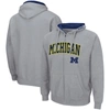 Colosseum Men's  Heathered Gray Michigan Wolverines Arch And Logo 3.0 Full-zip Hoodie In Heather Gray