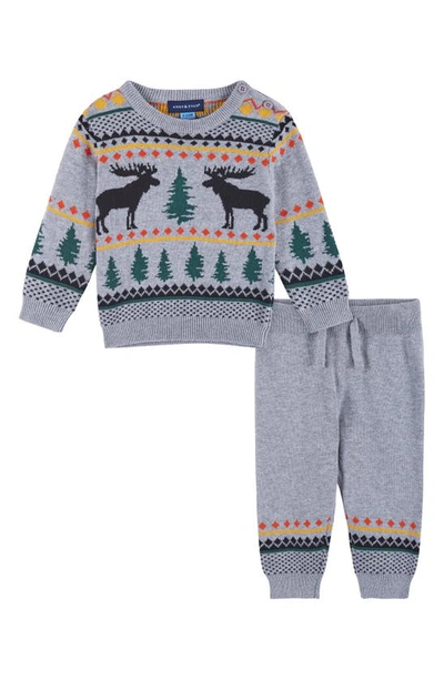 Andy & Evan Baby Boy's Grey Moose Jacquard Two-piece Sweater Set