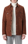 Bugatchi Suede Shirt Jacket In Tobacco