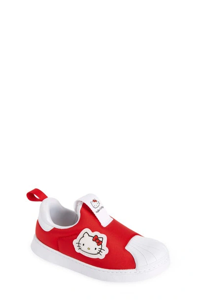 Adidas Originals Kids' Superstar Recycled Faux Leather Sneakers In Red,white