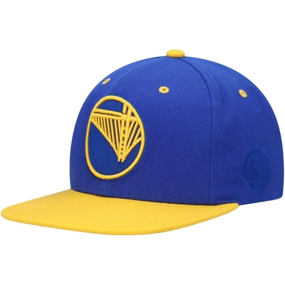 Mitchell & Ness Men's Royal And Gold Golden State Warriors Upside Down Snapback Hat In Royal,gold