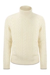 PESERICO PESERICO WOOL AND CASHMERE CABLE-KNIT TURTLENECK SWEATER