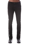 Hvman Straight Lace Punk Stretch Super Skinny Jeans In Black Lace