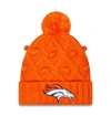 New Era Orange Denver Broncos Toasty Cuffed Knit Hat With Pom In Orange