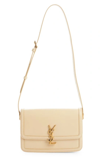 Saint Laurent Medium Solferino Leather Shoulder Bag In Light Vanilla