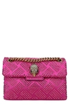 Kurt Geiger Mini Kensington Embellished Fabric Convertible Crossbody Bag In Bright Pink