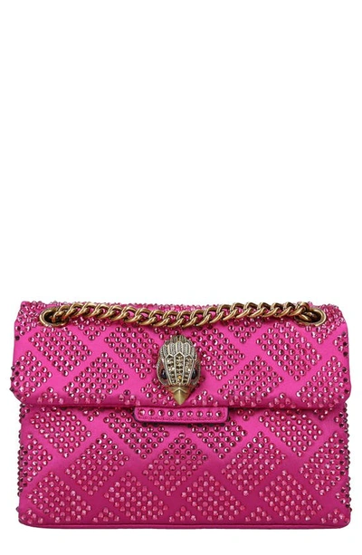 Kurt Geiger Mini Kensington Embellished Fabric Convertible Crossbody Bag In Bright Pink