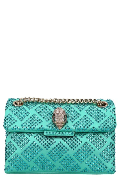 Kurt Geiger Mini Kensington Embellished Fabric Convertible Crossbody Bag In Green