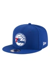 NEW ERA NEW ERA ROYAL PHILADELPHIA 76ERS OFFICIAL TEAM COLOR 9FIFTY ADJUSTABLE SNAPBACK HAT