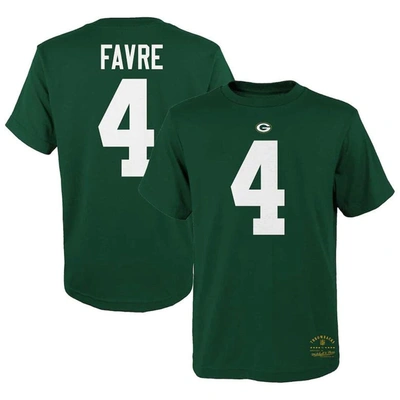 MITCHELL & NESS YOUTH MITCHELL & NESS BRETT FAVRE GREEN GREEN BAY PACKERS RETIRED RETRO PLAYER NAME & NUMBER T-SHIRT
