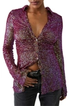 FREE PEOPLE SEQUIN RUCHED SHIRT