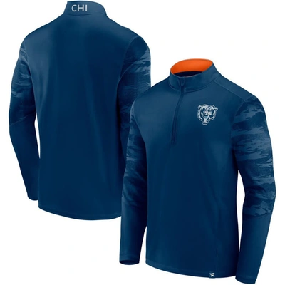 Fanatics Branded Navy Chicago Bears Ringer Quarter-zip Jacket