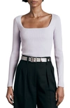 Rag & Bone Asher Rib Long Sleeve Top In Lavender