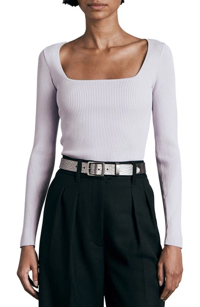 Rag & Bone Asher Rib Long Sleeve Top In Lavender