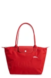Longchamp Le Pliage Club Small Shoulder Tote In Vermillion