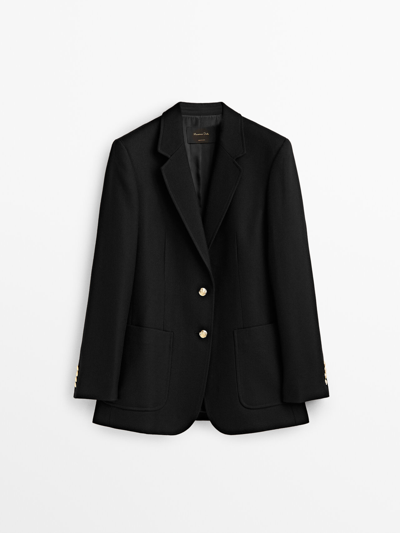 Massimo Dutti Blazer With Golden Buttons In Black