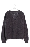 Madewell Alna V-neck Sweater In Hthr Carbon