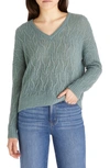 Madewell Alna V-neck Sweater In Hthr Lagoon