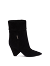 Saint Laurent Suede Niki Ankle Boots 85 In Nero