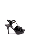 Saint Laurent Tribute Platform Sandals In Smooth Leather In Black