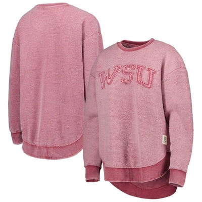 Pressbox Crimson Washington State Cougars Ponchoville Pullover Sweatshirt In Pink