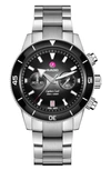 Rado Men's Swiss Automatic Chronograph Captain Cook Stainless Steel Bracelet Watch 43mm In Black