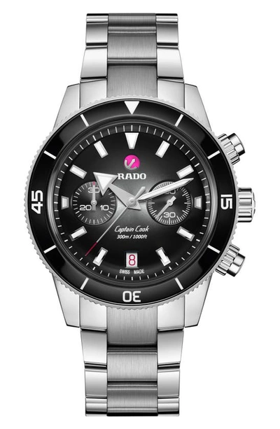 Rado Men's Swiss Automatic Chronograph Captain Cook Stainless Steel Bracelet Watch 43mm In No Color