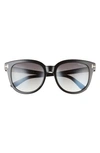 Tom Ford Olivia 54mm Gradient Round Sunglasses In Sblk/ Smkg