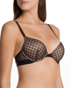 Wolford Sheer Logo-embroidered Push-up Bra In Black
