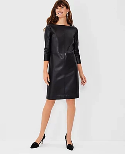 knee length dresses for ladies the Leather V-Neck Mini Shift Dress – Shelley Caudill