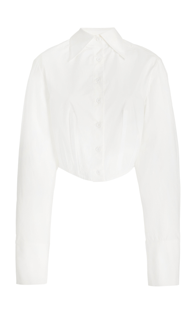 Anna Quan Franke Cropped Stretch-cotton Shirt In White