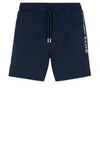 Hugo Boss Quick-drying Recycled-material Swim Shorts With Metallic Logo In Dark Blue