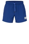 Hugo Quick-drying Swim Shorts With Red Logo Label In Blue